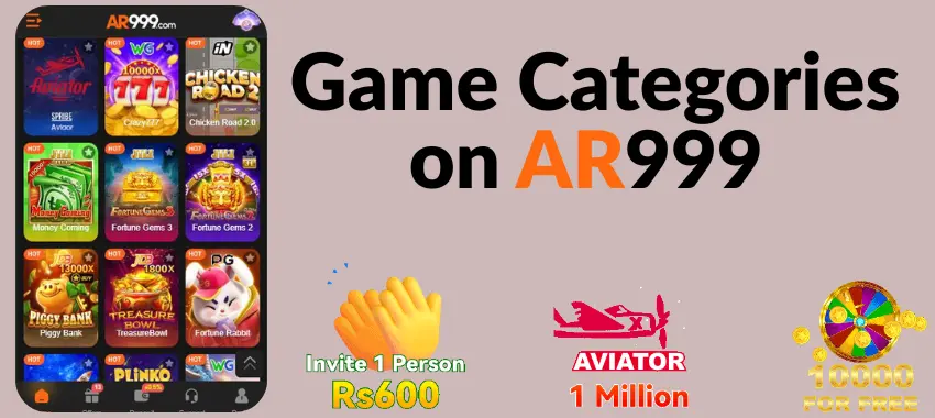 Game Categories on AR999 Online App